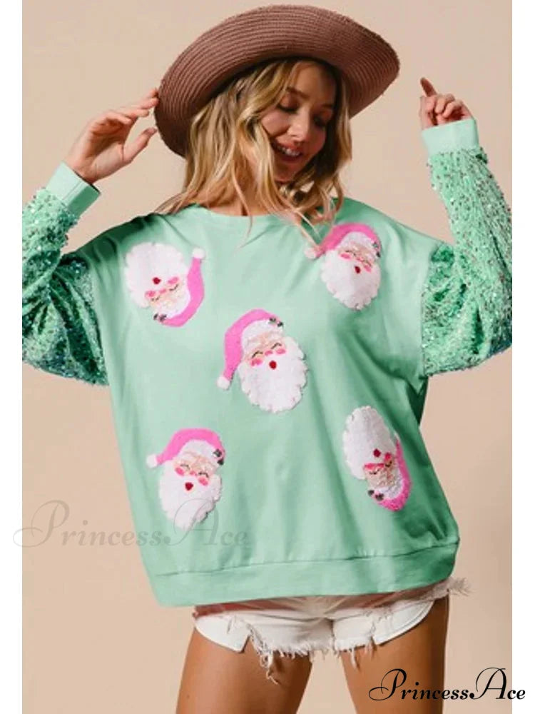 Glitter Patchwork Vintage Harajuku Slim Streetwear Christmas Hoodie