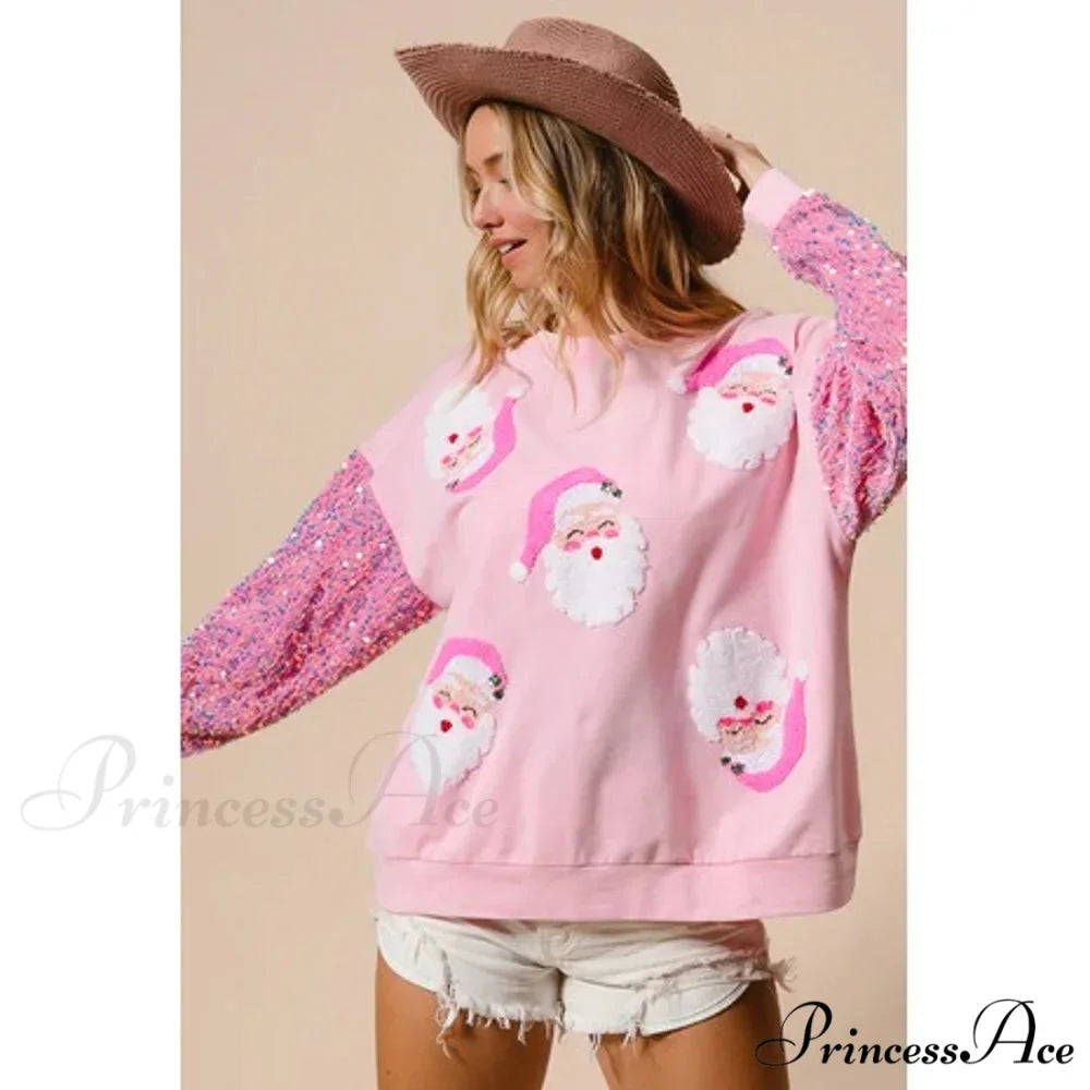 Glitter Patchwork Vintage Harajuku Slim Streetwear Christmas Hoodie