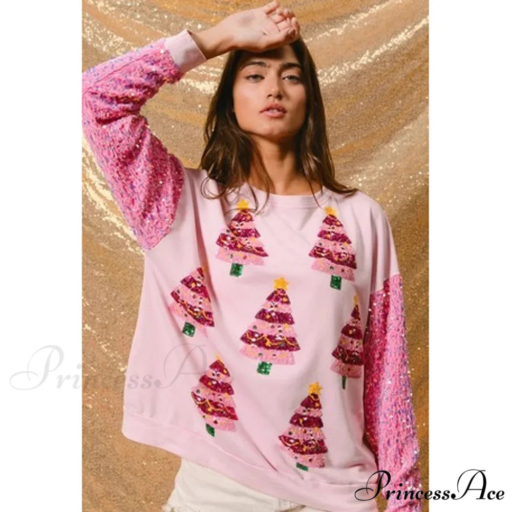 Glitter Patchwork Vintage Harajuku Slim Streetwear Christmas Hoodie