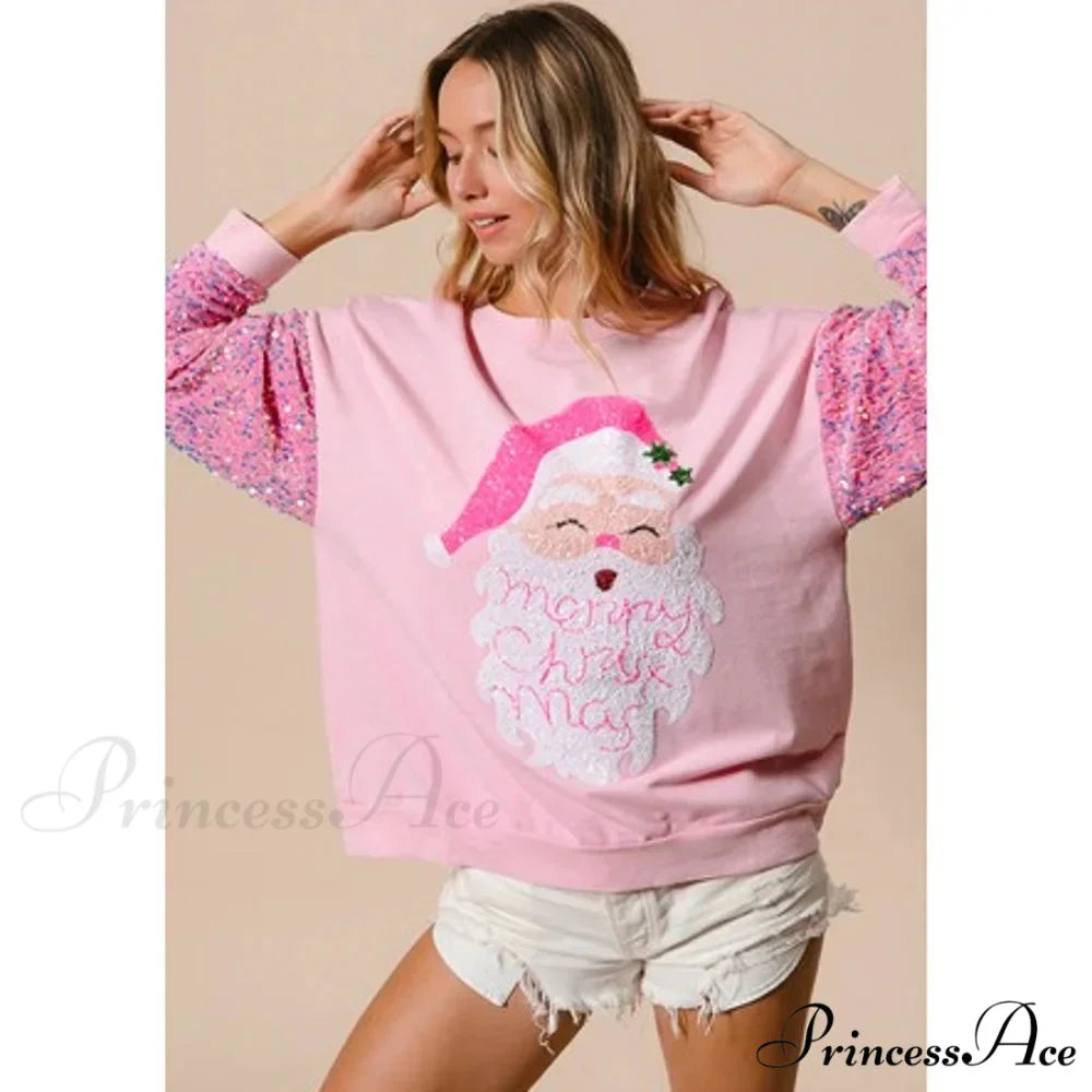 Glitter Patchwork Vintage Harajuku Slim Streetwear Christmas Hoodie