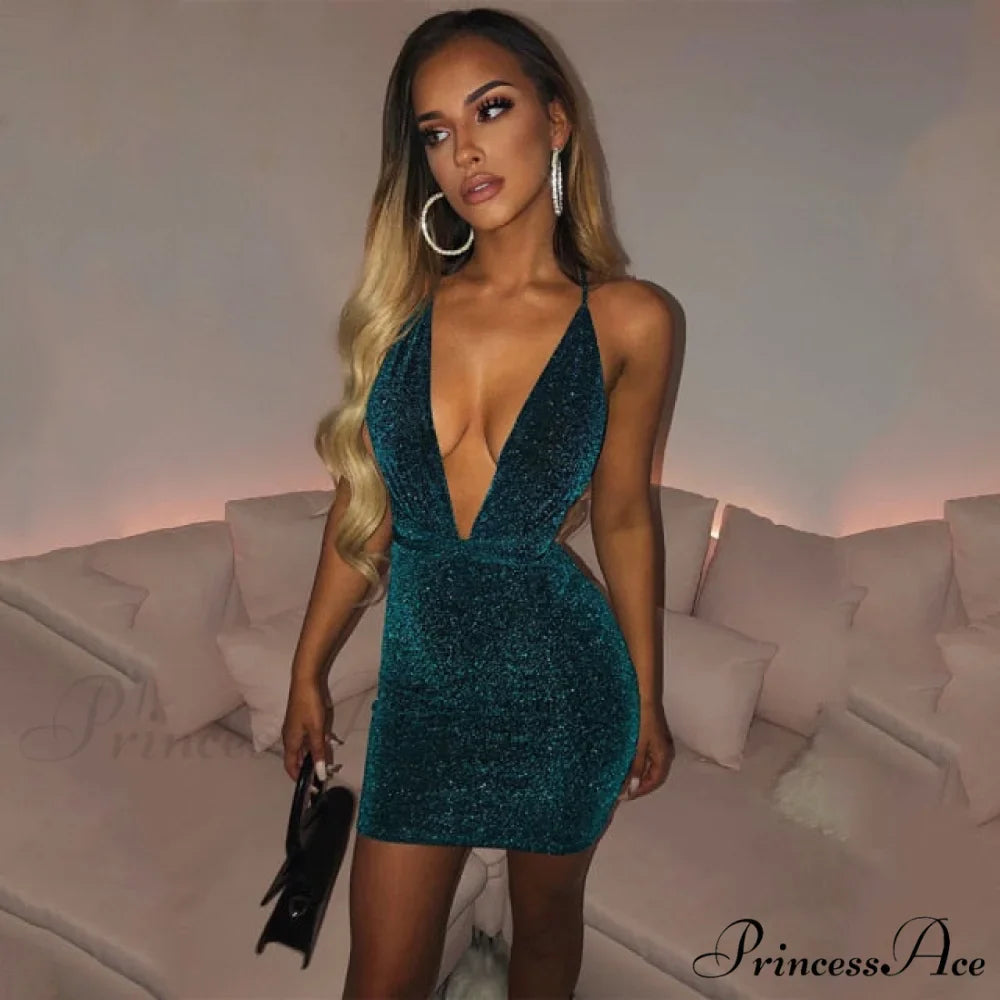 Glitter Sequin Strap Mini Dress