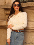 Glitter Turn Down Collar Cardigan