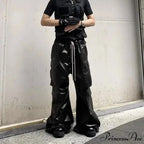 Glossy Black PU Leather Halloween Pants
