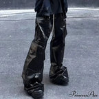 Glossy Black PU Leather Halloween Pants