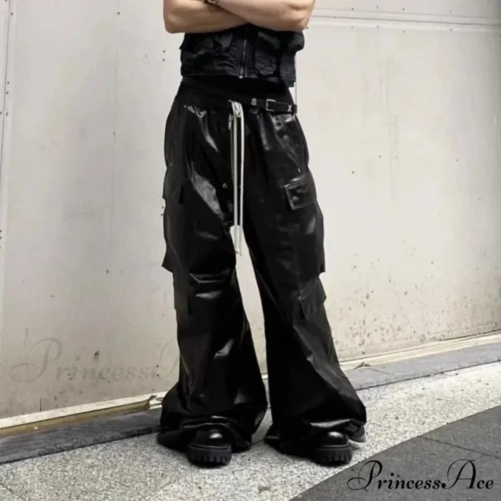 Glossy Black PU Leather Halloween Pants