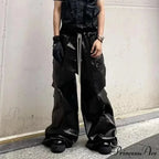 Glossy Black PU Leather Halloween Pants