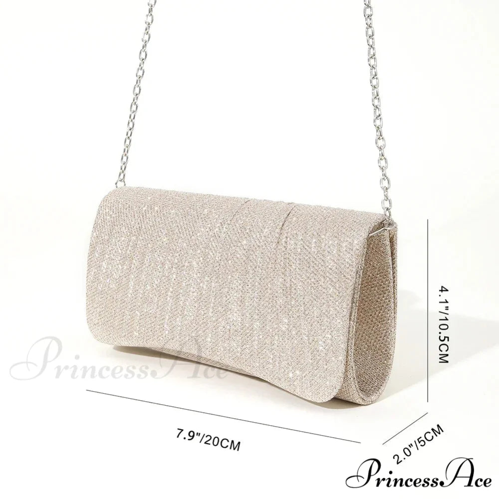 Glossy Shoulder Chain Satchel Marriage Cocktail Clutch Bag