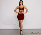 Go All Out Waist Graceful Cut Out Crepe Mini Dress