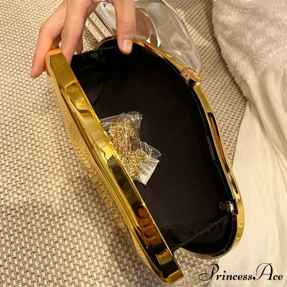 Gold Acrylic Evening Purse Designer Wedding Bag