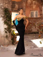 Gold Flower Patchwork Bodycon Party Dress