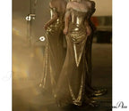 Golden Backless Sequined Party Dress