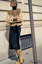 Golden Buttoned Long Sleeve Reversible Cardigan