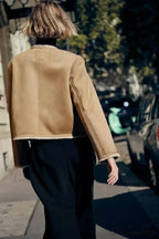 Golden Buttoned Long Sleeve Reversible Cardigan