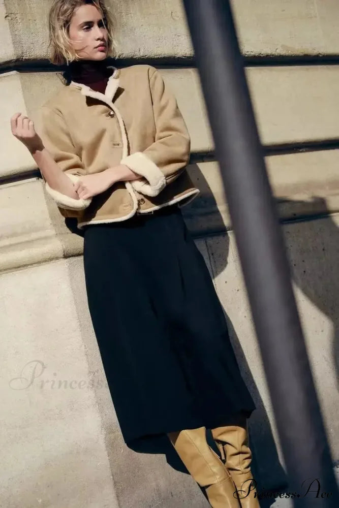 Golden Buttoned Long Sleeve Reversible Cardigan