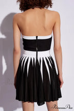 Golden Buttons Patchwork Party Dress