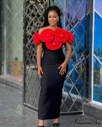 Golden Flower Off-Shoulder Bandage Party Dress