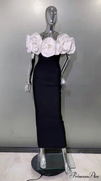 Golden Flower Off-Shoulder Bandage Party Dress