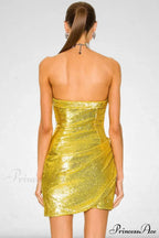 Golden Shining Sequins Mini Party Dress