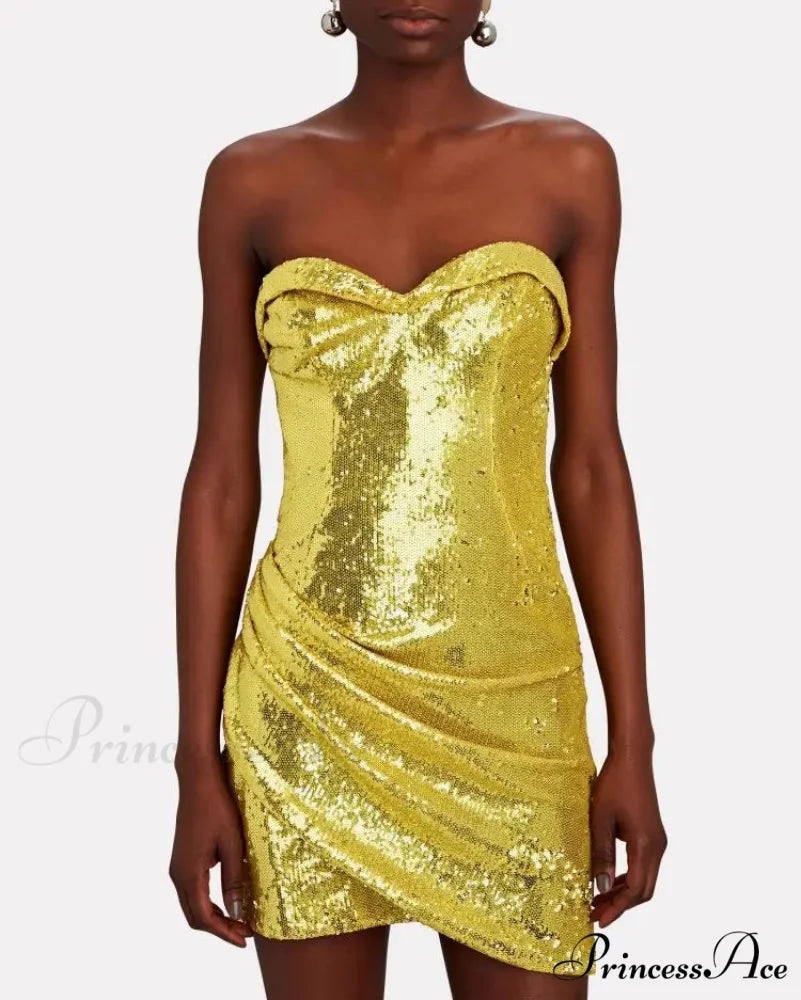 Golden Shining Sequins Mini Party Dress