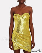 Golden Shining Sequins Mini Party Dress