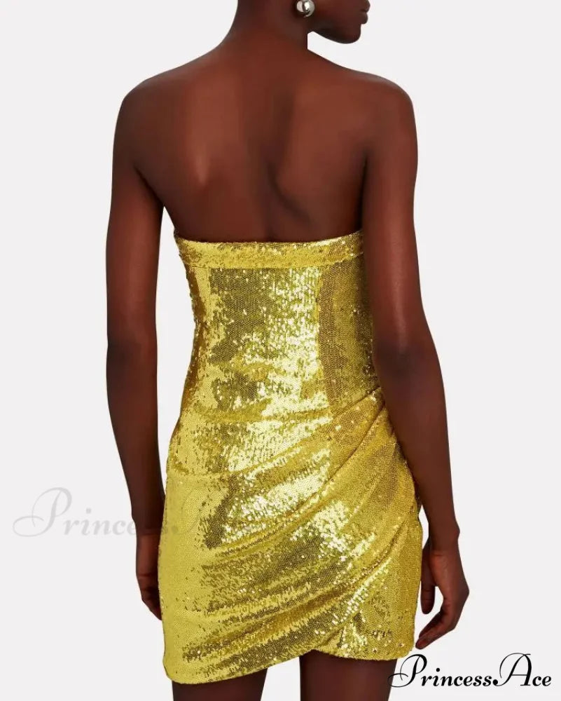 Golden Shining Sequins Mini Party Dress