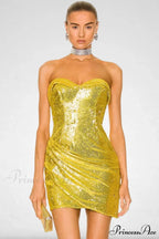 Golden Shining Sequins Mini Party Dress