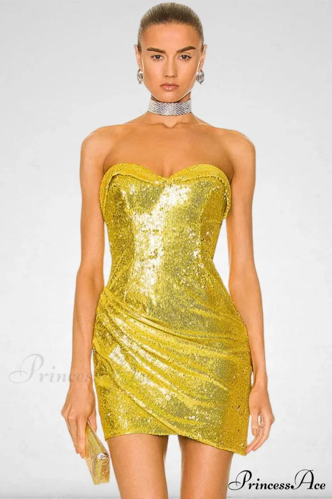 Golden Shining Sequins Mini Party Dress