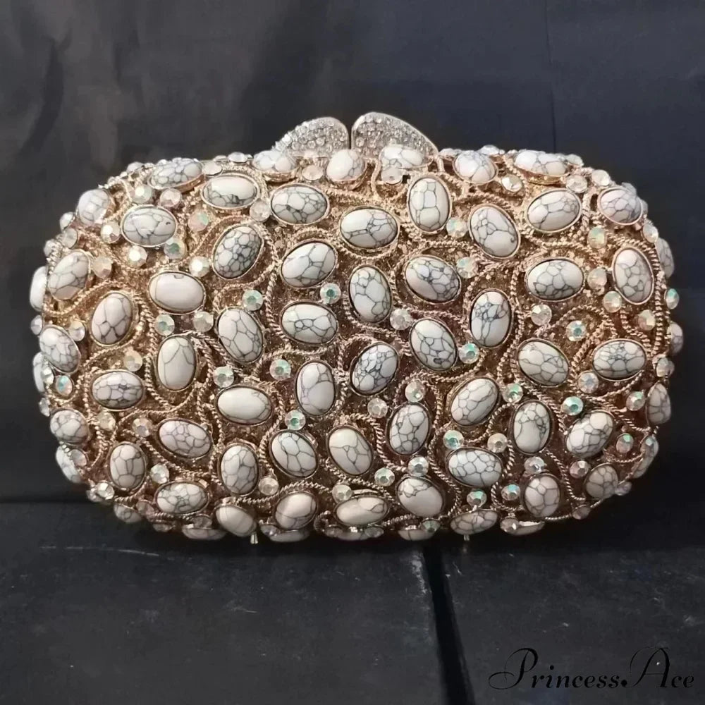 Golden/Silvery Crystal Evening Clutch Wristlet
