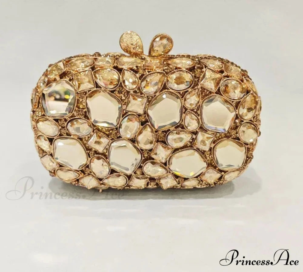 Golden/Silvery Crystal Evening Clutch Wristlet