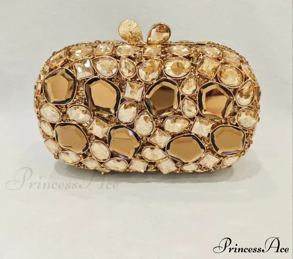 Golden/Silvery Crystal Evening Clutch Wristlet