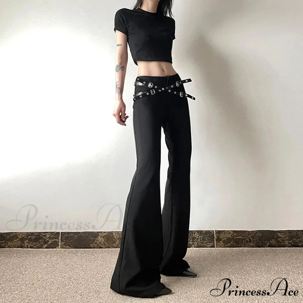 Goth Dark Harajuku High Waist Flare Pants Punk Decor Pants