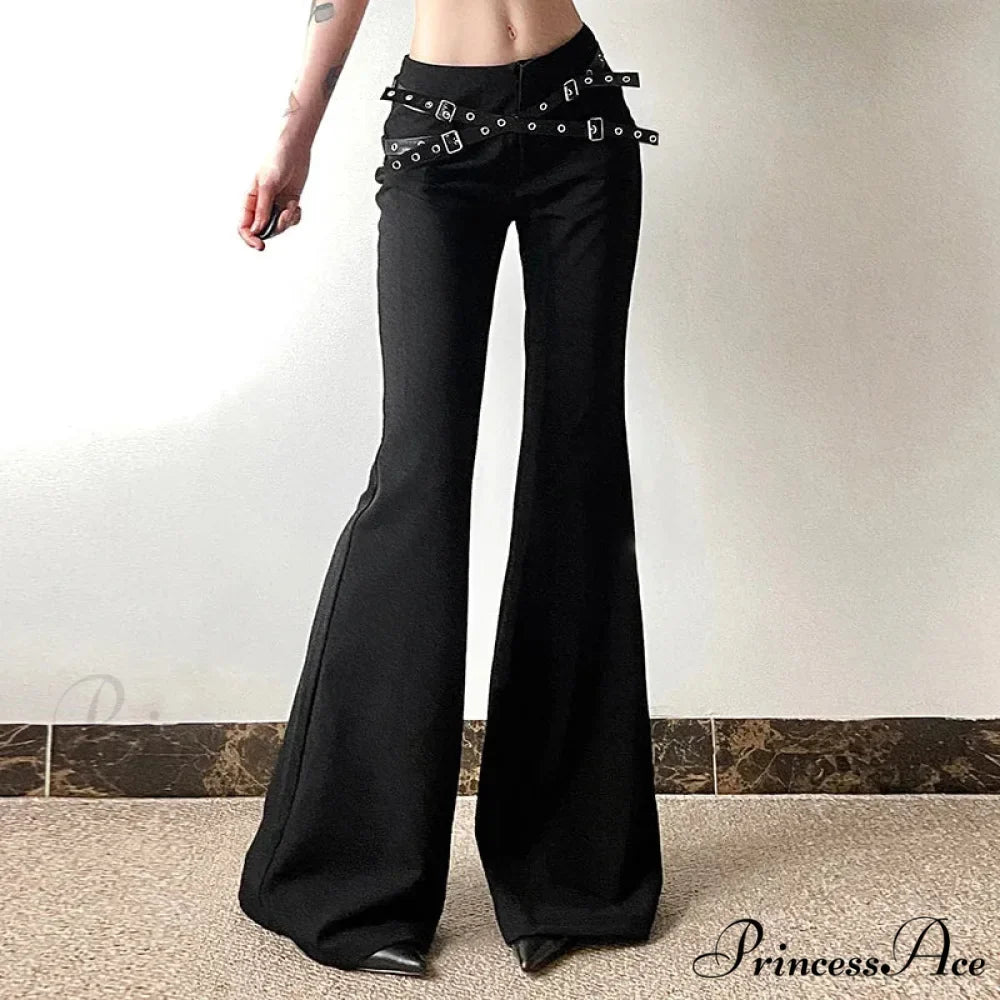 Goth Dark Harajuku High Waist Flare Pants Punk Decor Pants