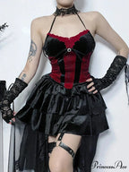 Goth Vintage Punk Aesthetic Backless Y2K Camisole Halter Neck Crop Top