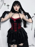 Goth Vintage Punk Aesthetic Backless Y2K Camisole Halter Neck Crop Top