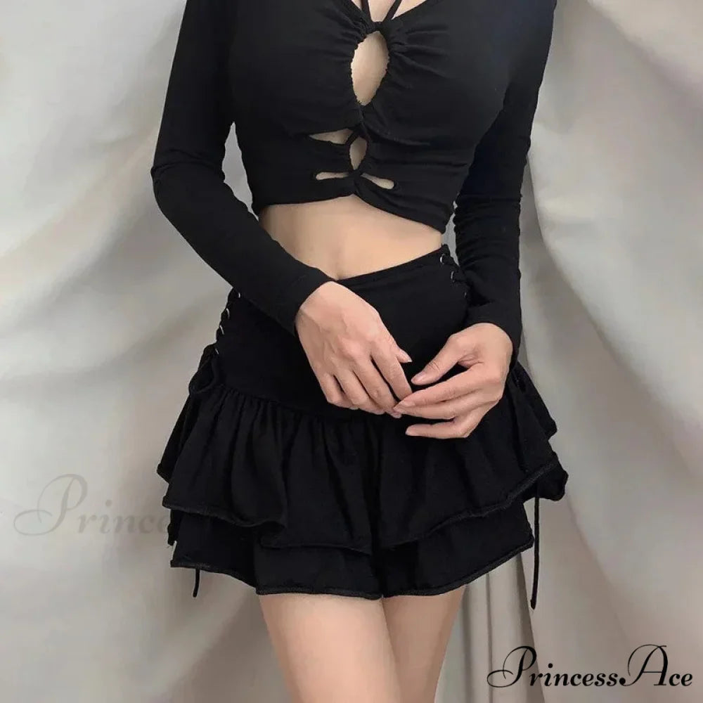 Gothic Cute Lolita Cake Mini Japanese Harajuku Girls Sweet Lace Plaid High Waist Pleated Goth Dark Skirt