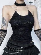 Gothic Halter Backless Cyberpunk Y2K Crop Top