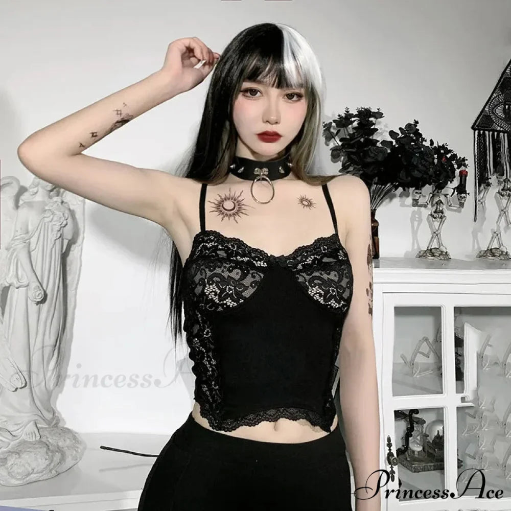 Gothic Lace Suspender Punk Crop Top