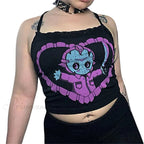 Gothic Lace Trim U-neck Exposed Navel Crop Top