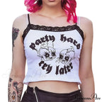 Gothic Lace Trim U-neck Exposed Navel Crop Top