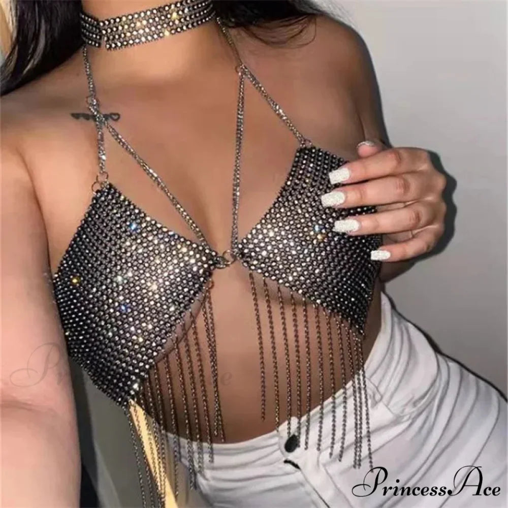 Gothic Party Club Corset Rhinestones Crop Top