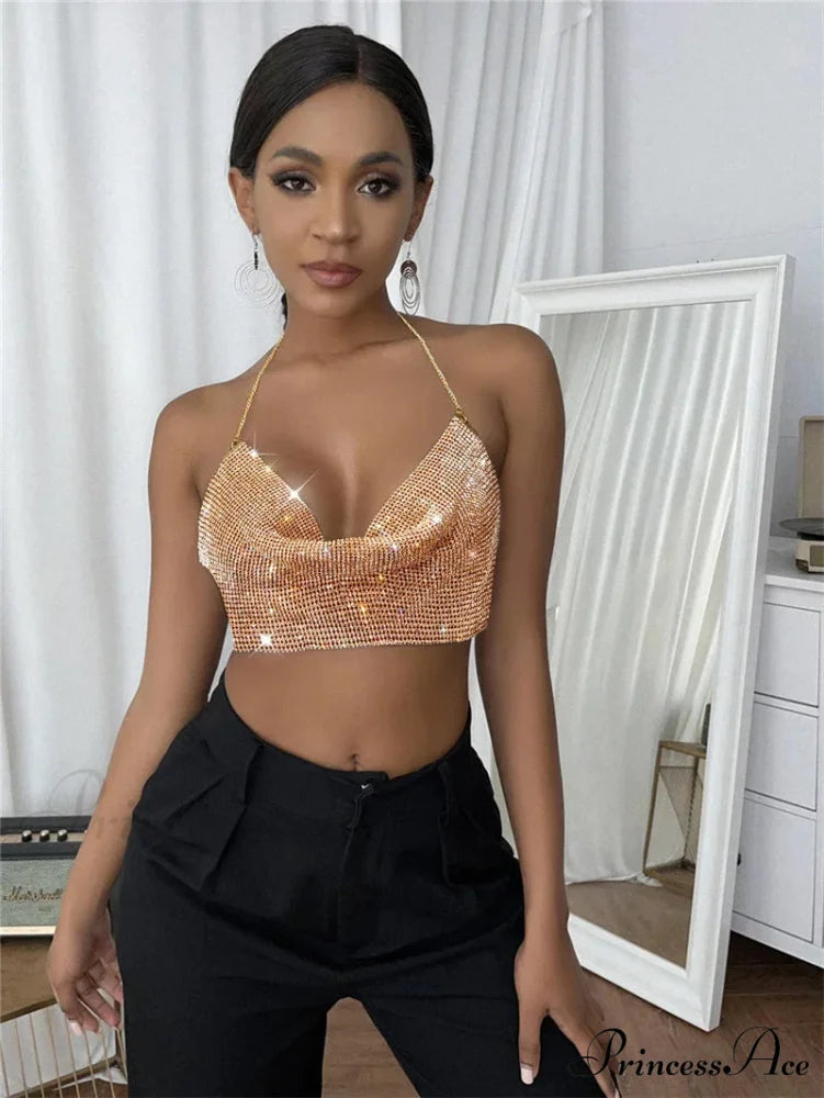 Gothic Party Club Corset Rhinestones Crop Top