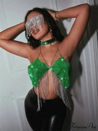 Gothic Party Club Corset Rhinestones Crop Top