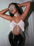 Gothic Party Club Corset Rhinestones Crop Top