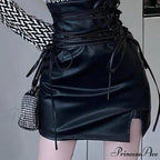 Gothic Pencil Mini Leather Skirt