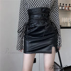 Gothic Pencil Mini Leather Skirt