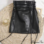 Gothic Pencil Mini Leather Skirt