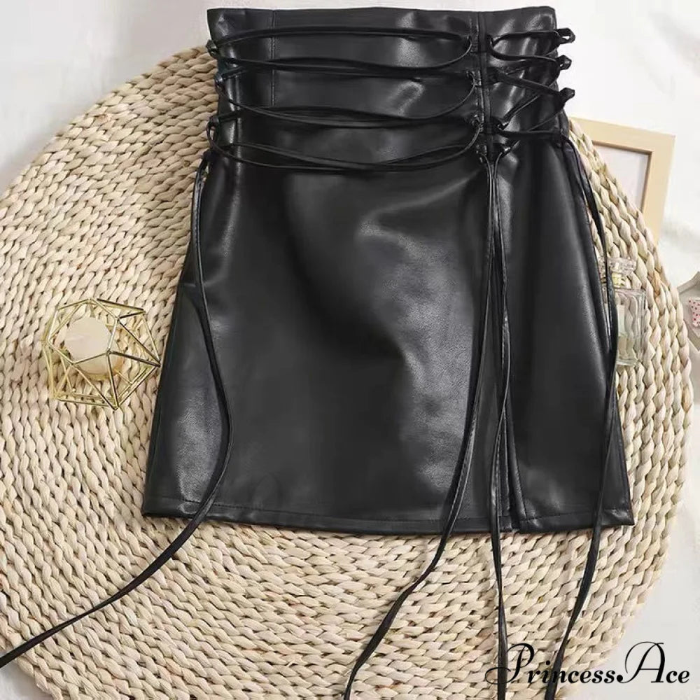 Gothic Pencil Mini Leather Skirt