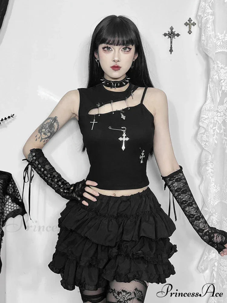 Gothic Punk Fashion Cross Bustier Crop Top