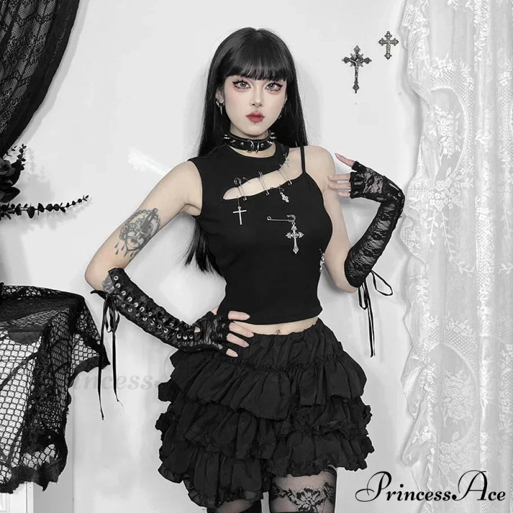 Gothic Punk Fashion Cross Bustier Crop Top