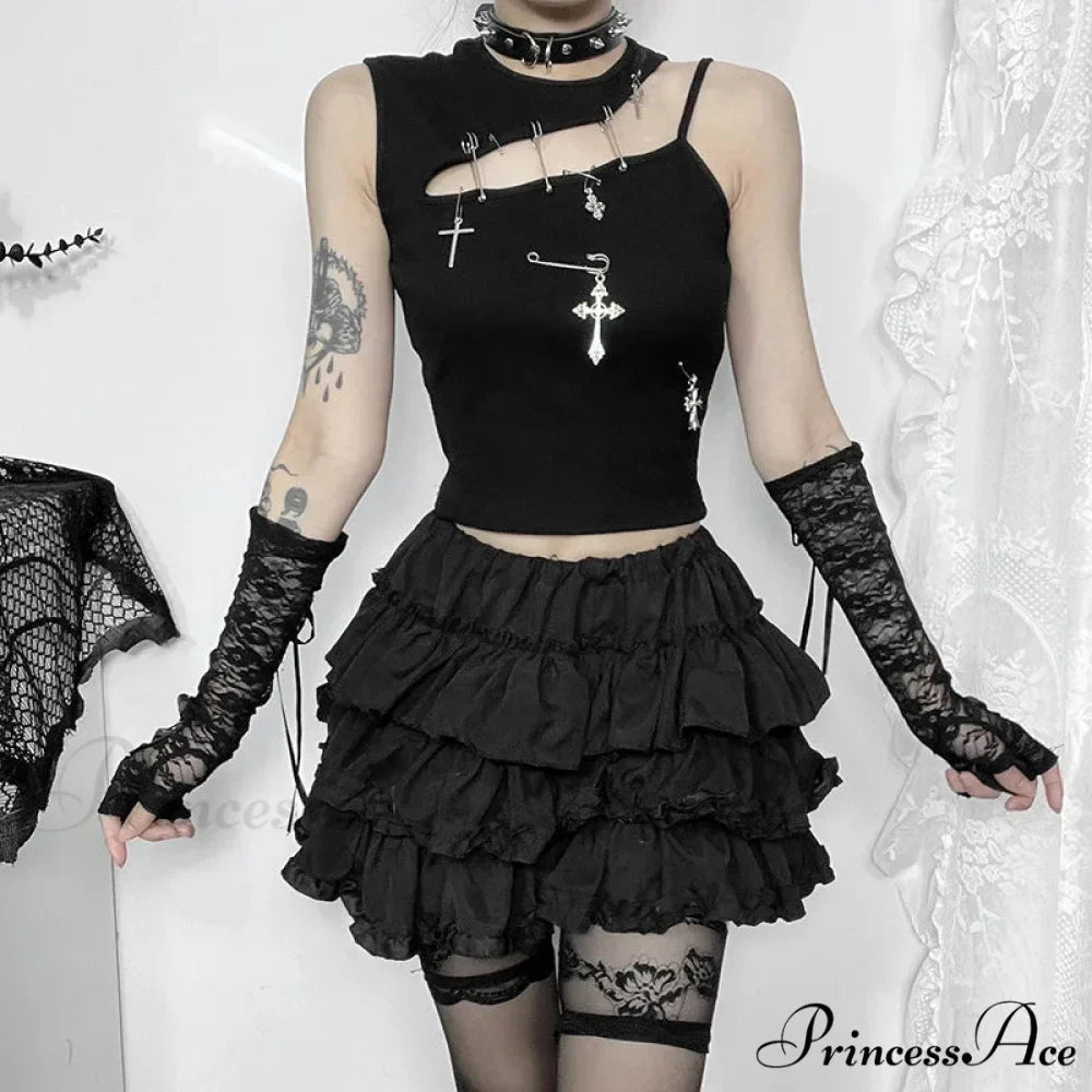 Gothic Punk Fashion Cross Bustier Crop Top
